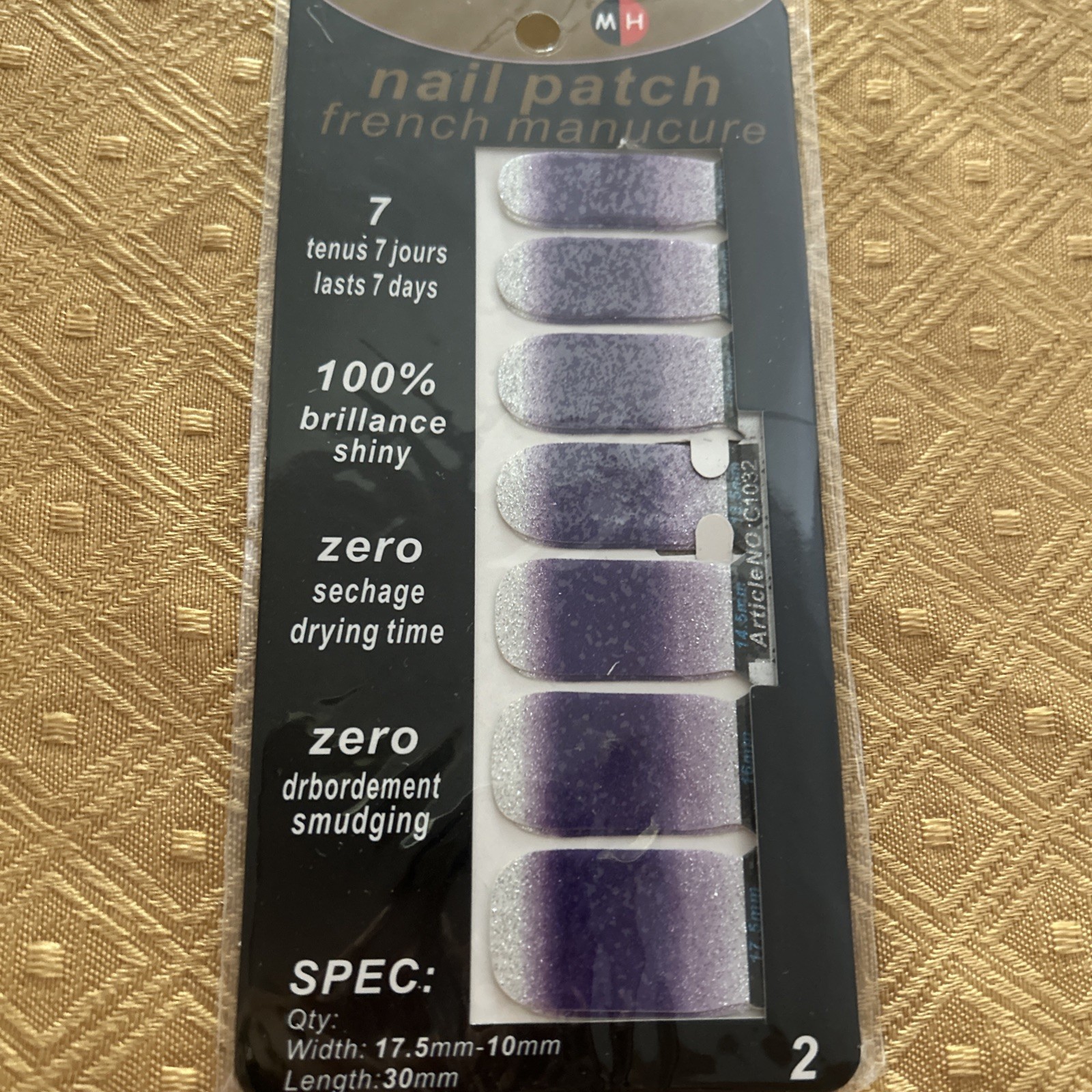 11 Pack Nail Patch French Manicure Stickers Glitter Nail Polish Strips