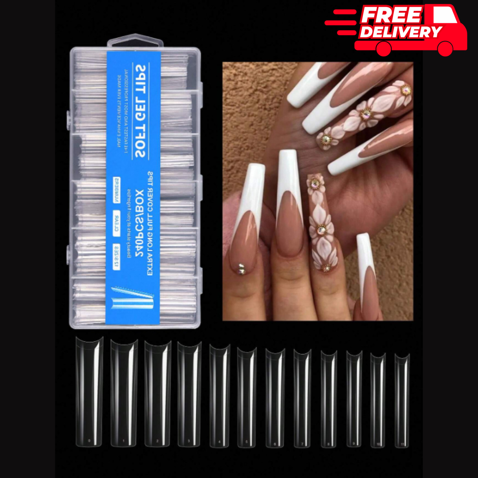 240pcs False Nails Super Long Ballerina Nails Press On Nail Full Cover for Women