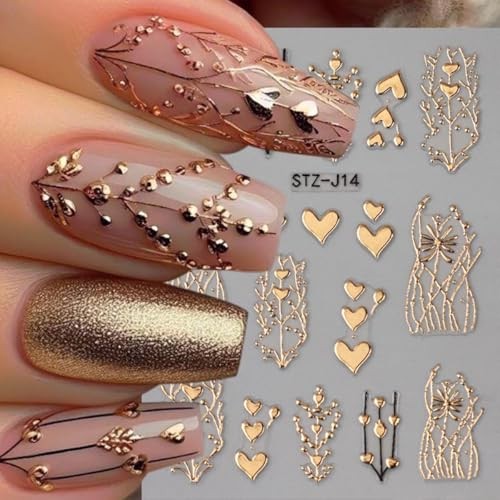 Golden Heart Nail Art Stickers Valentine’s Day Heart Nail Stickers for style5