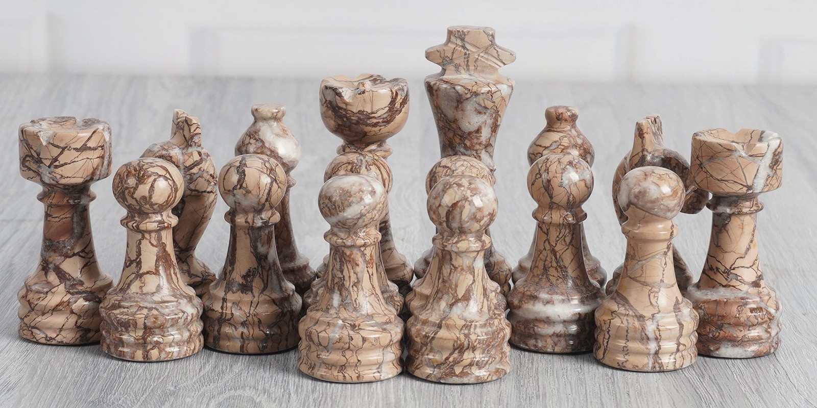 Radicaln Marble Chess Figures 3.5” Inches 3.5 Inches, Black and Marinara