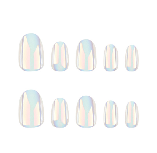 24pcs Coated solid white press-on nails, short round shape