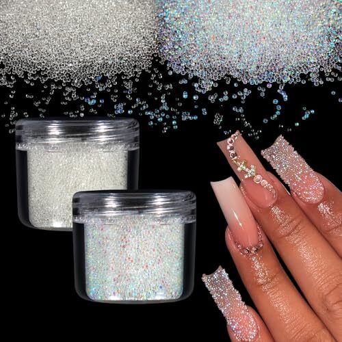 Caviar Beads Nails Micro Pixie Beads 0.6-0.8mm 2 Colors Clear and Crystal AB