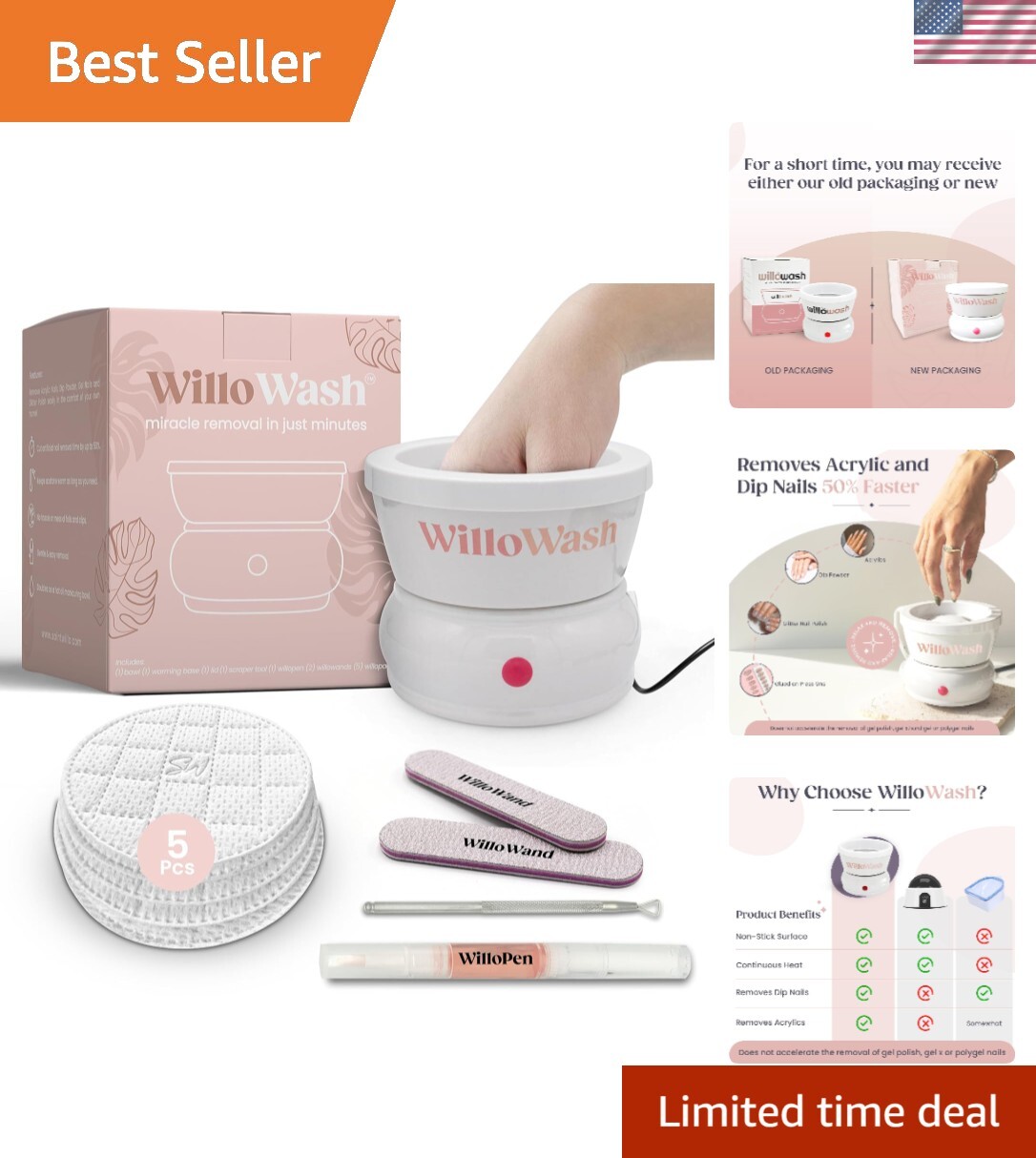 Salon-Quality Electric Nail Soaking Bowl – Complete Kit for Fast Acrylic Removal