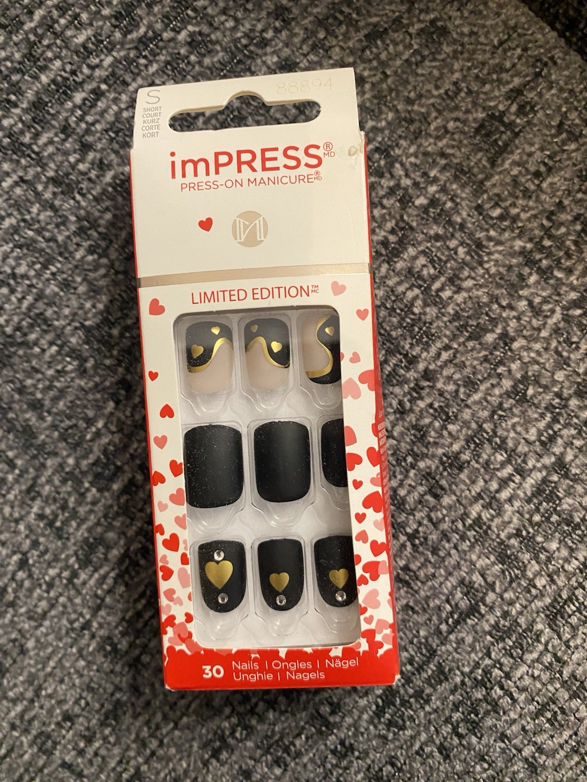 Kiss Impress Limited Edition Color Purefit Press-On Nails 30 Ct Heart Beat Short