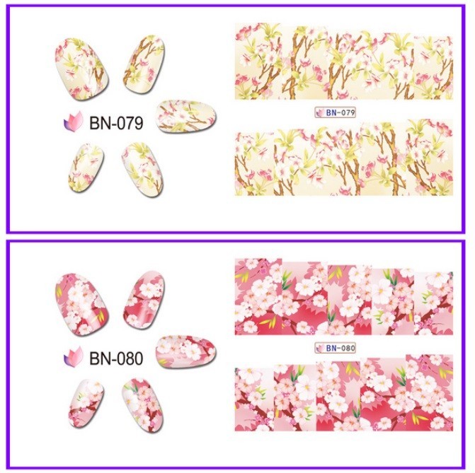 Floral Nail Art Water Decals: Spring Summer Flower Nail Wraps(Group 1)