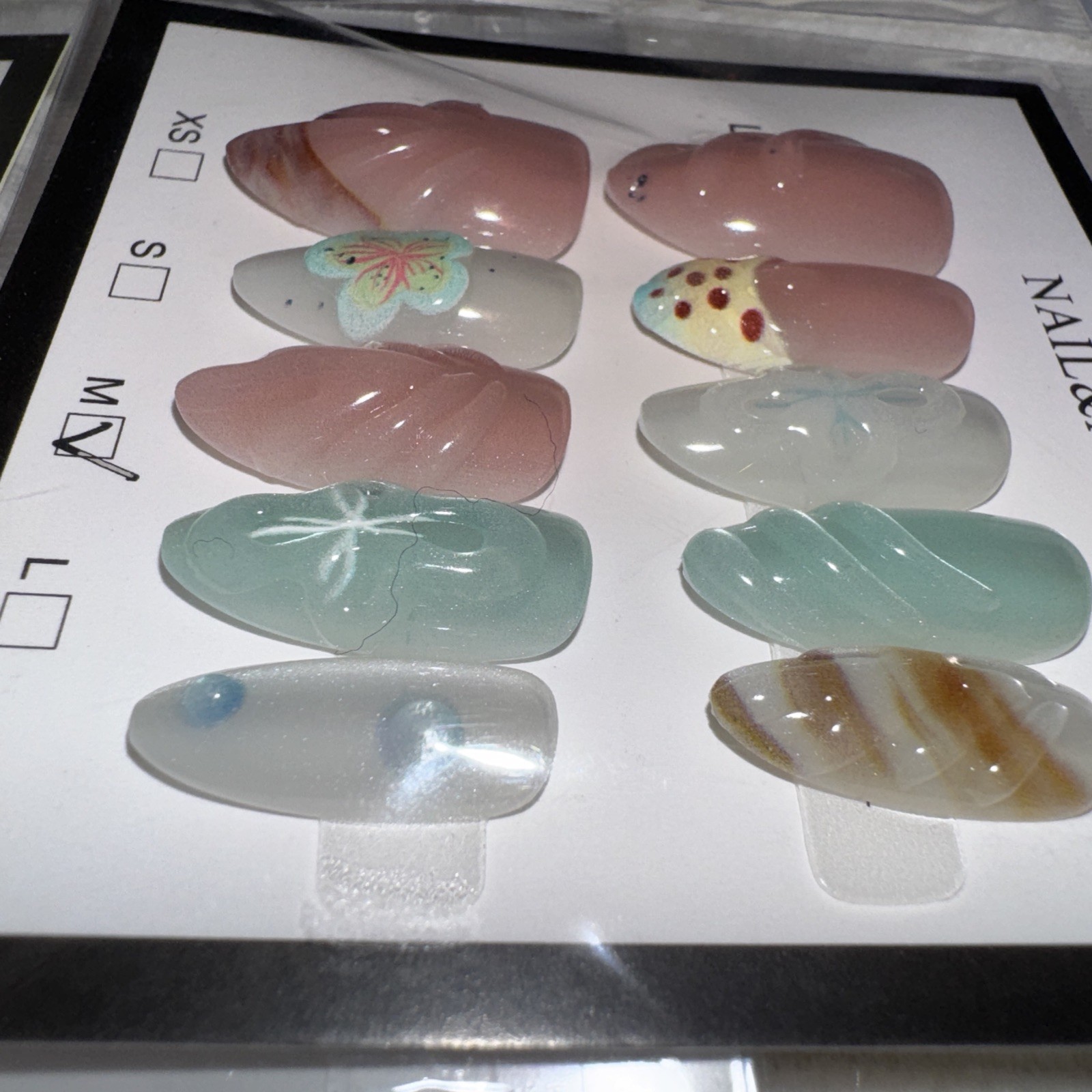 4 Packs Of 10pcs Almond Press On nails | 3D Unique Designs| Size M | Reusable 12