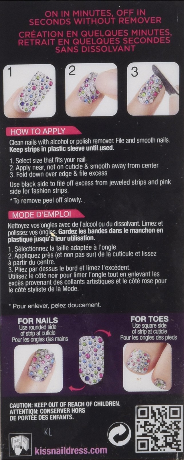 Kiss Nail Dress for Tips & Toes Strips – 28 CT 1 Count (Pack of 1), Pink