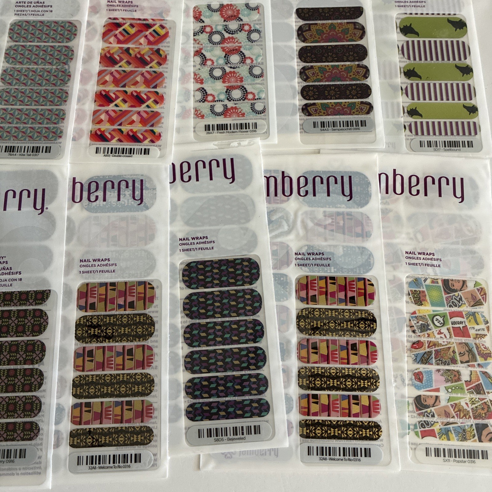 NEW Grab Bag Assorted Mix Multicolor Jamberry Lot Of 23 Full Sheets Nail Wraps