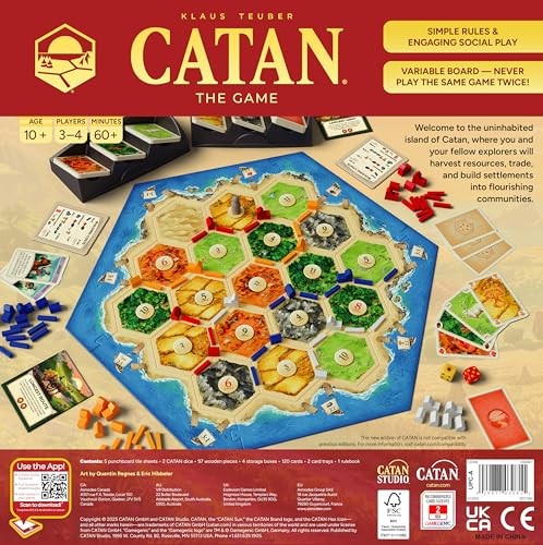 CATAN Board Game (6th Edition) Trade, 11.7 x 3.7 x 0.1 inches, Multicolor