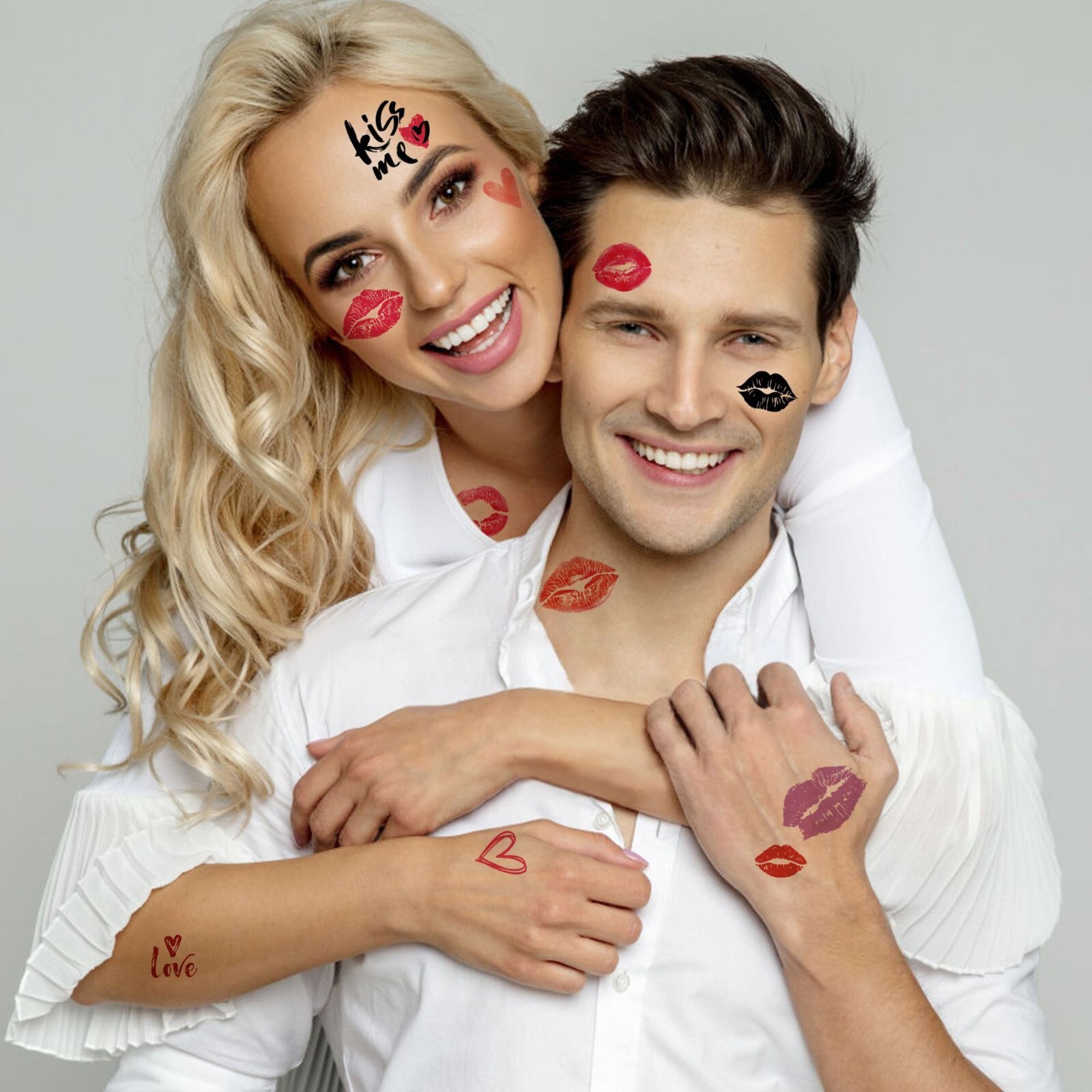 10Sheets Romantic Valentine Love Red Lips Nail Art Face Arm Body Stickers NH28