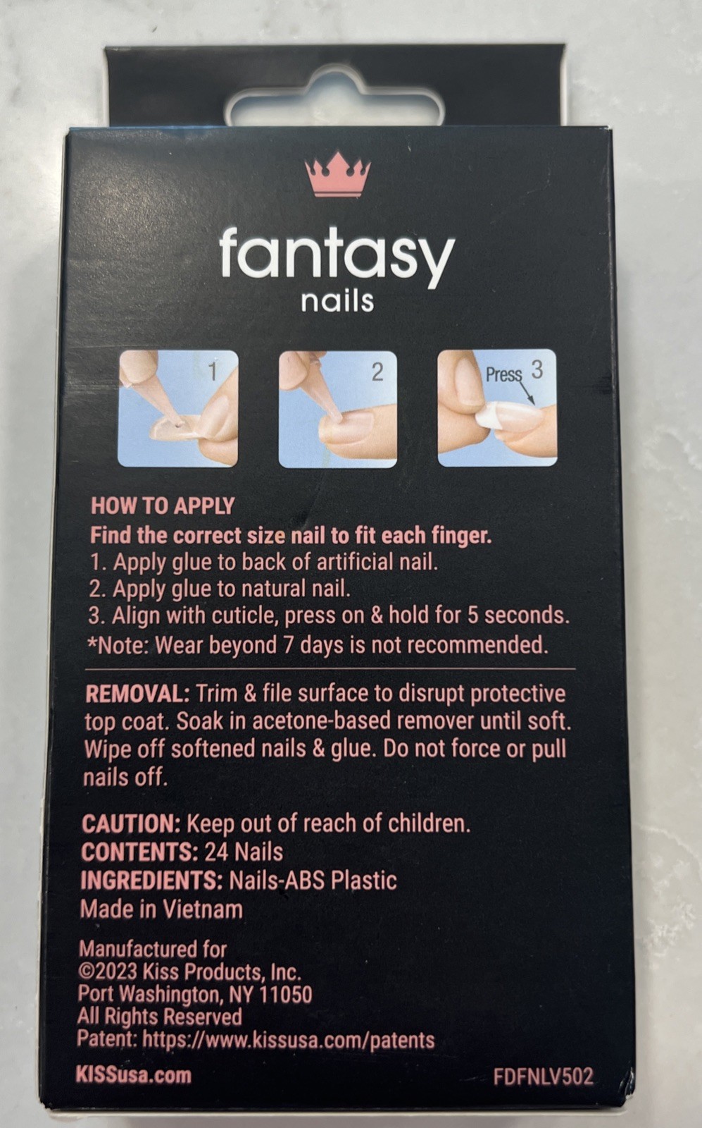 Kiss Fantasy Artificial Nail Long Rainbow Pastel French With Glitter New
