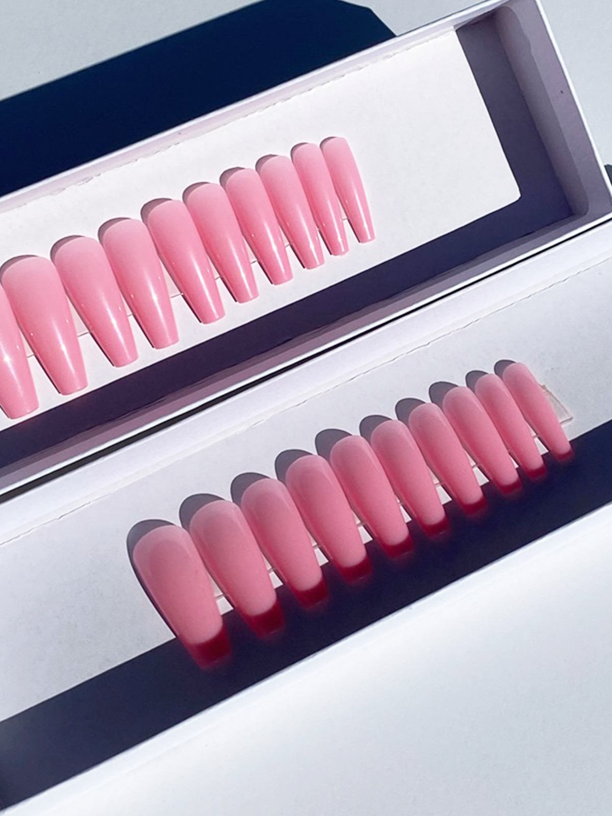 Strawberry Milk Long Coffin Ballerina Press On Nails 20pcs All Sizes with Glue
