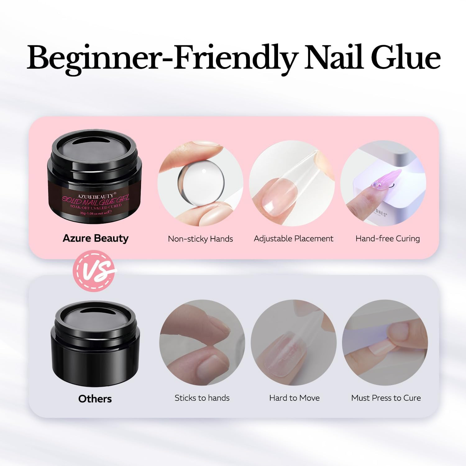 AZUREBEAUTY Solid Nail Glue Gel for Nail Tips, 30G Gel Nail Glue for Acrylic