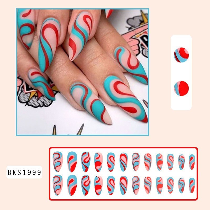 Almond Mid-Length Multi-colored Press-On Nails