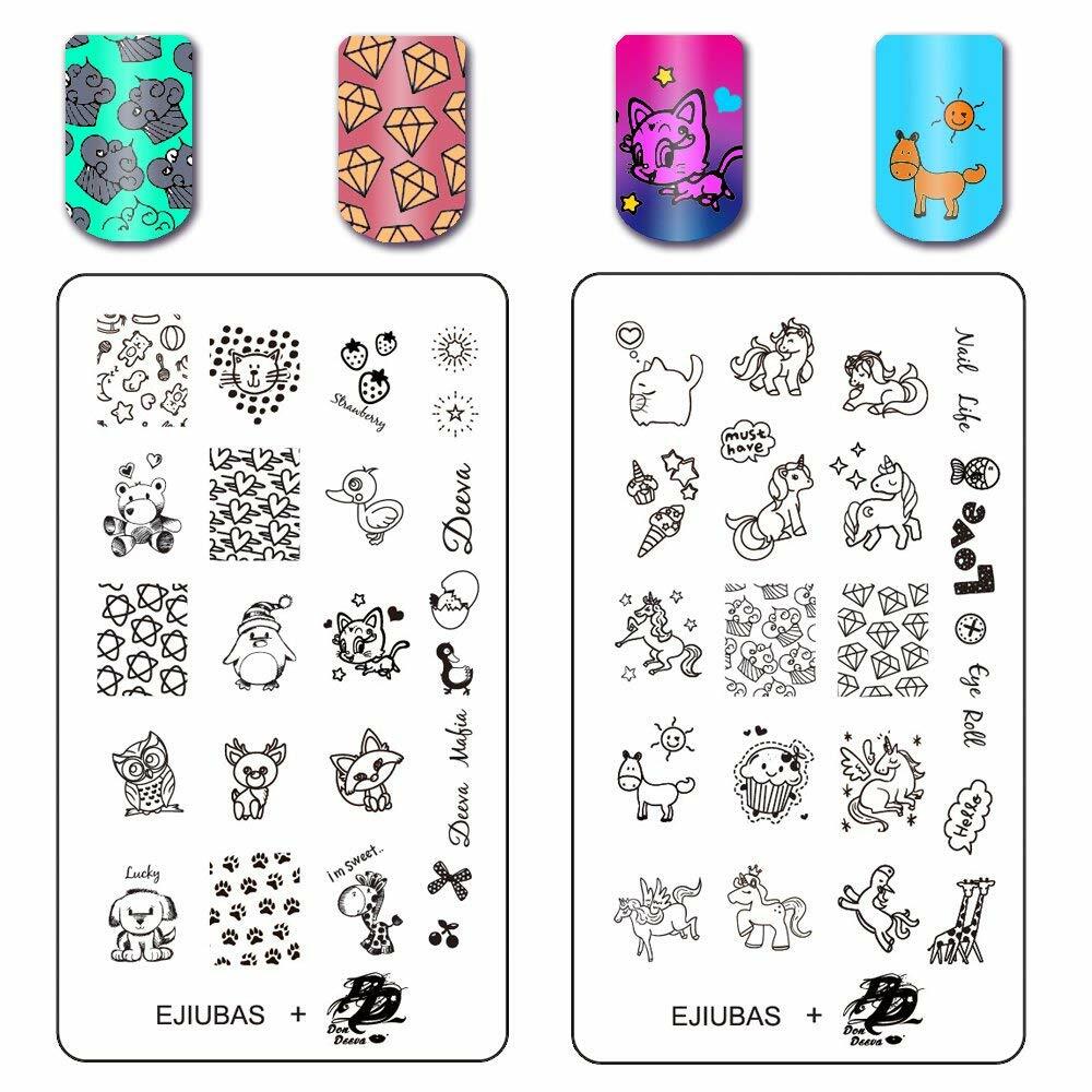 Ejiubas Double Sided Deeva Fairy Tales Nail Art Stamping Plate Template EJB-DD