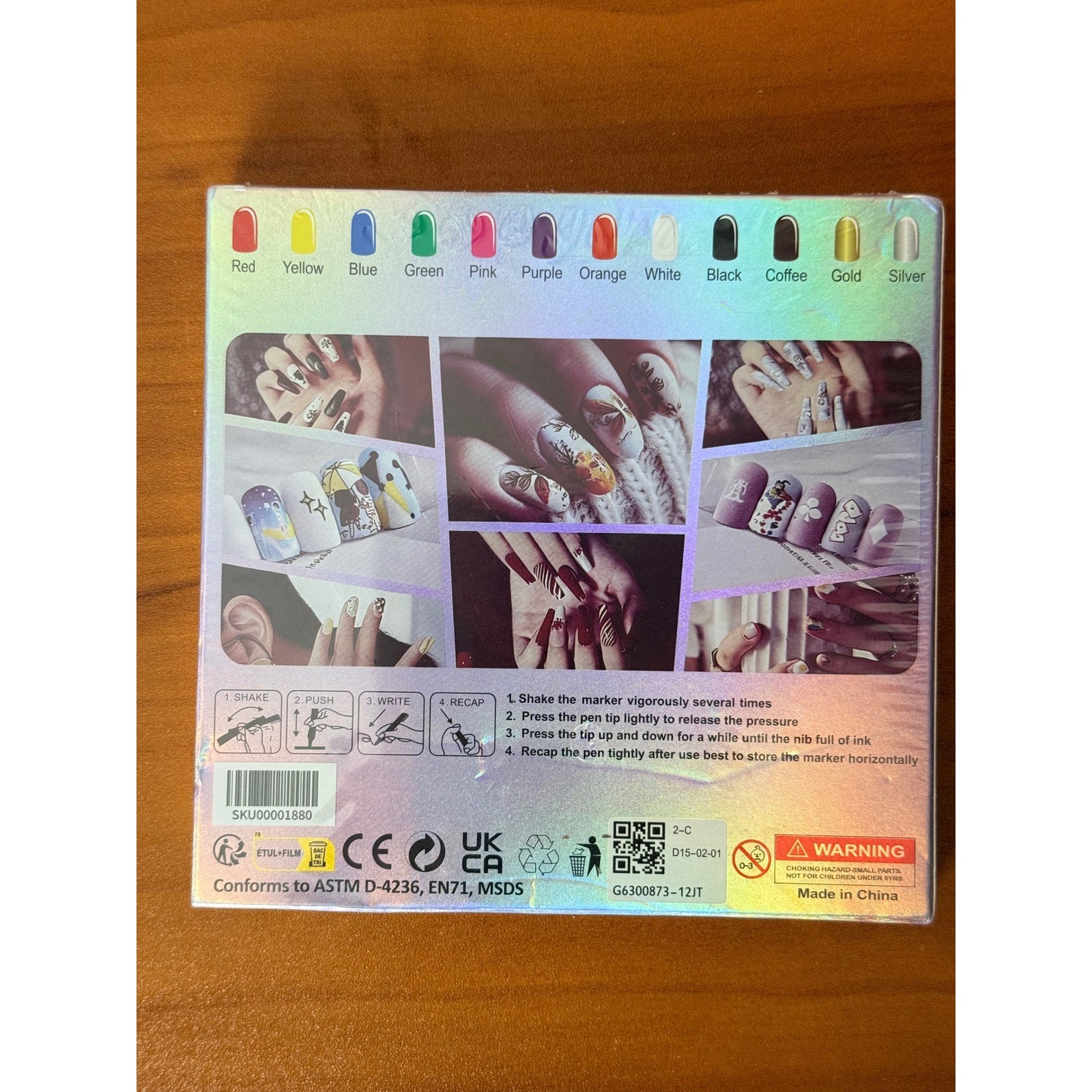12 Color Nail Art Marker Pen Set 0.5mm Fine Tip Water Based Quick Dry DIY Design