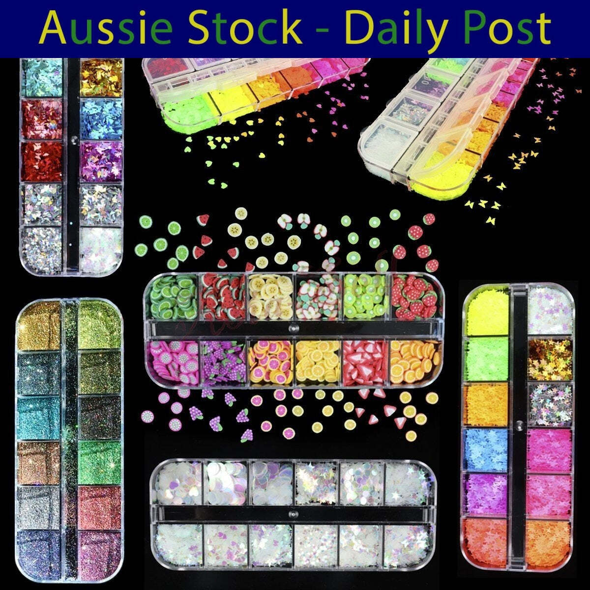 Nail Paillette Holographic Fruit Heart Butterfly Mirror Slices Nail Art Sequins