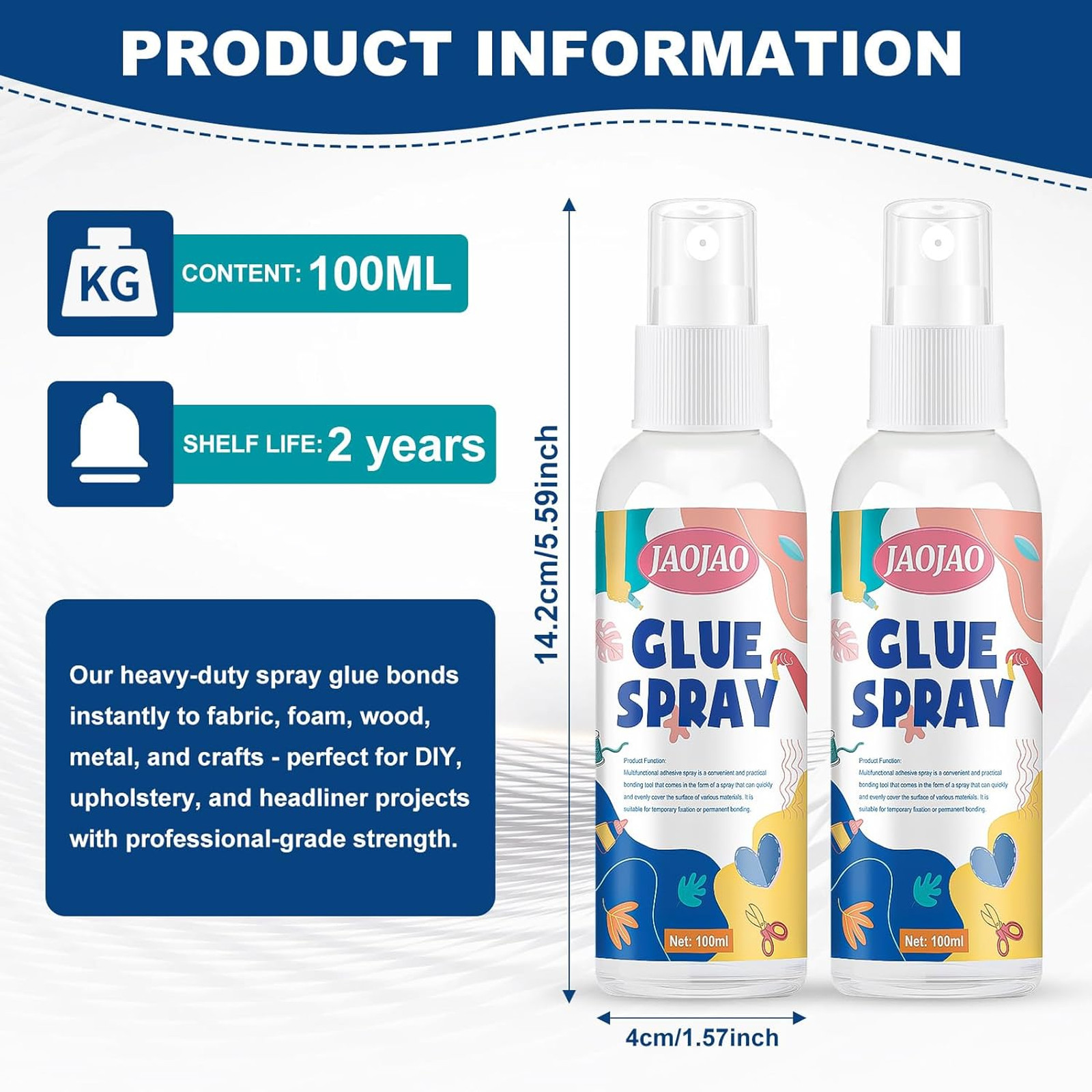Spray Adhesive Glue 2PCS Heavy Duty Fast Bonding for Paper Foam Wood 200ML