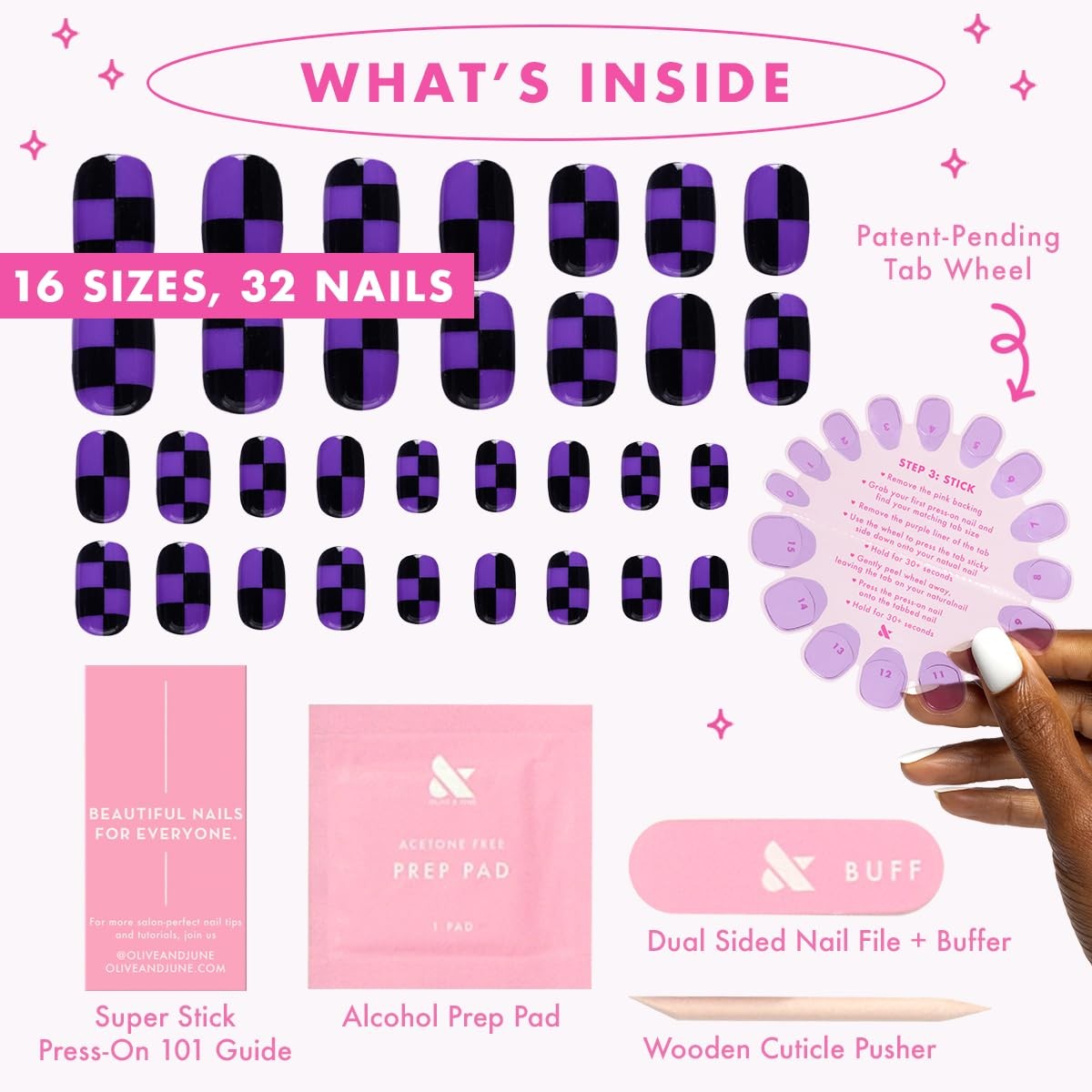 Super Stick Mani Press-On Nails | Short Squoval |No Glue Needed | 32 Tab Nail…