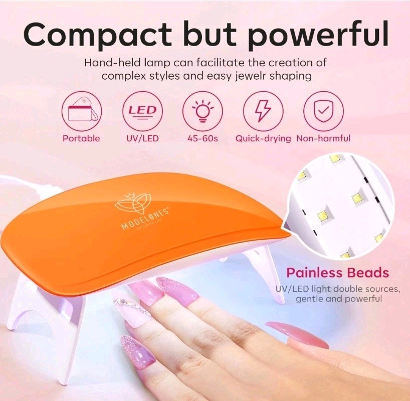 Modelones 133pc Poly Extension Gel Nail Art Kit W UV Light & All Accessories