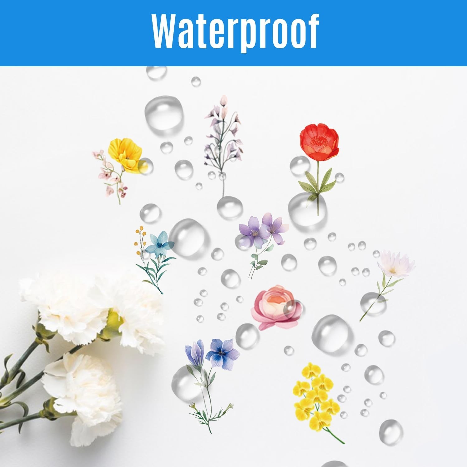 600Pcs Natural Flower Stickers,Self-Adhesive PVC Vintage Flower Stickers for …
