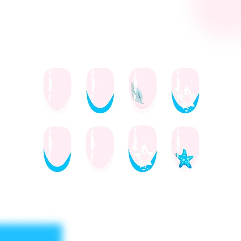 Elegant Ombres Floral Glitters Fake Nail Plastic Material Quick Application For