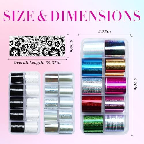 Transfer Nail Foil Flower White Black Lace Nail Art Sticker Decals Style F