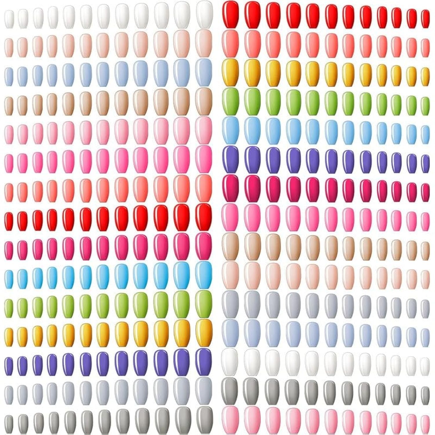 720 Pieces 30 Sets Medium Square False Artificial Nails Ballerina Coffin Pres…