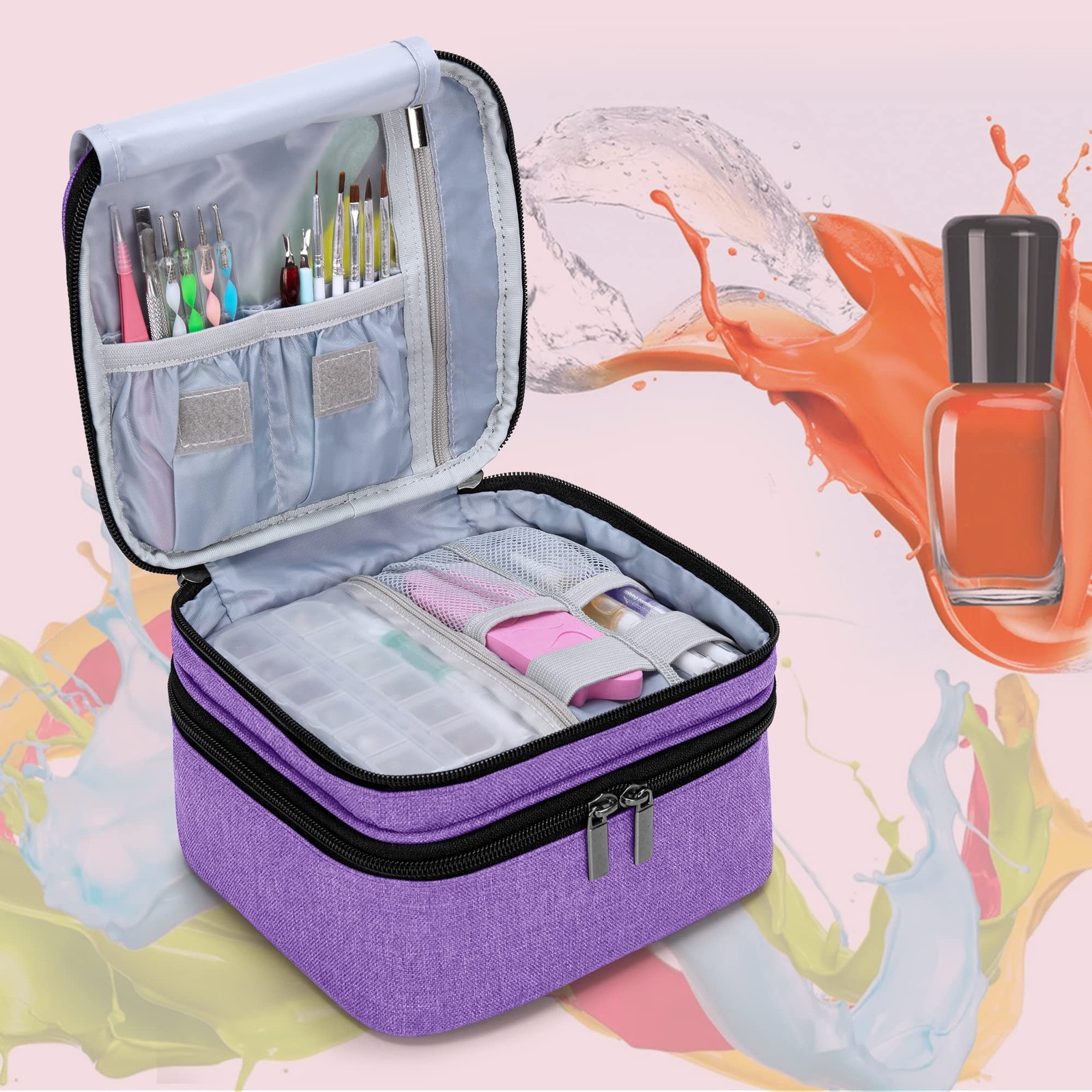 LUXJA Nail Polish Carrying Case – Holds 20 Bottles (15ml – 0.5 fl.oz), Double…
