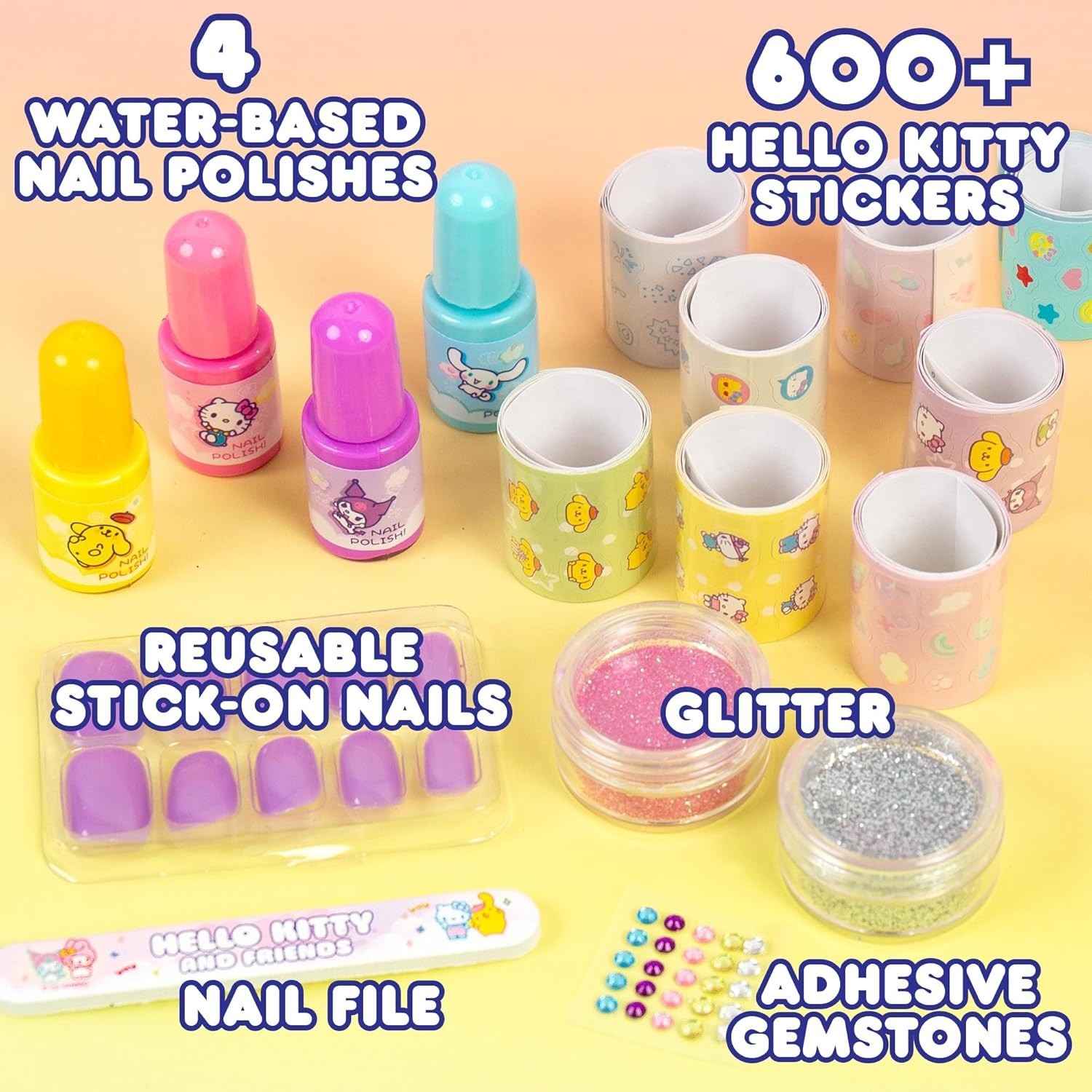 Vibrant Hello Kitty & Friends Nail Art Kit – 4 Colors & Mini File Included