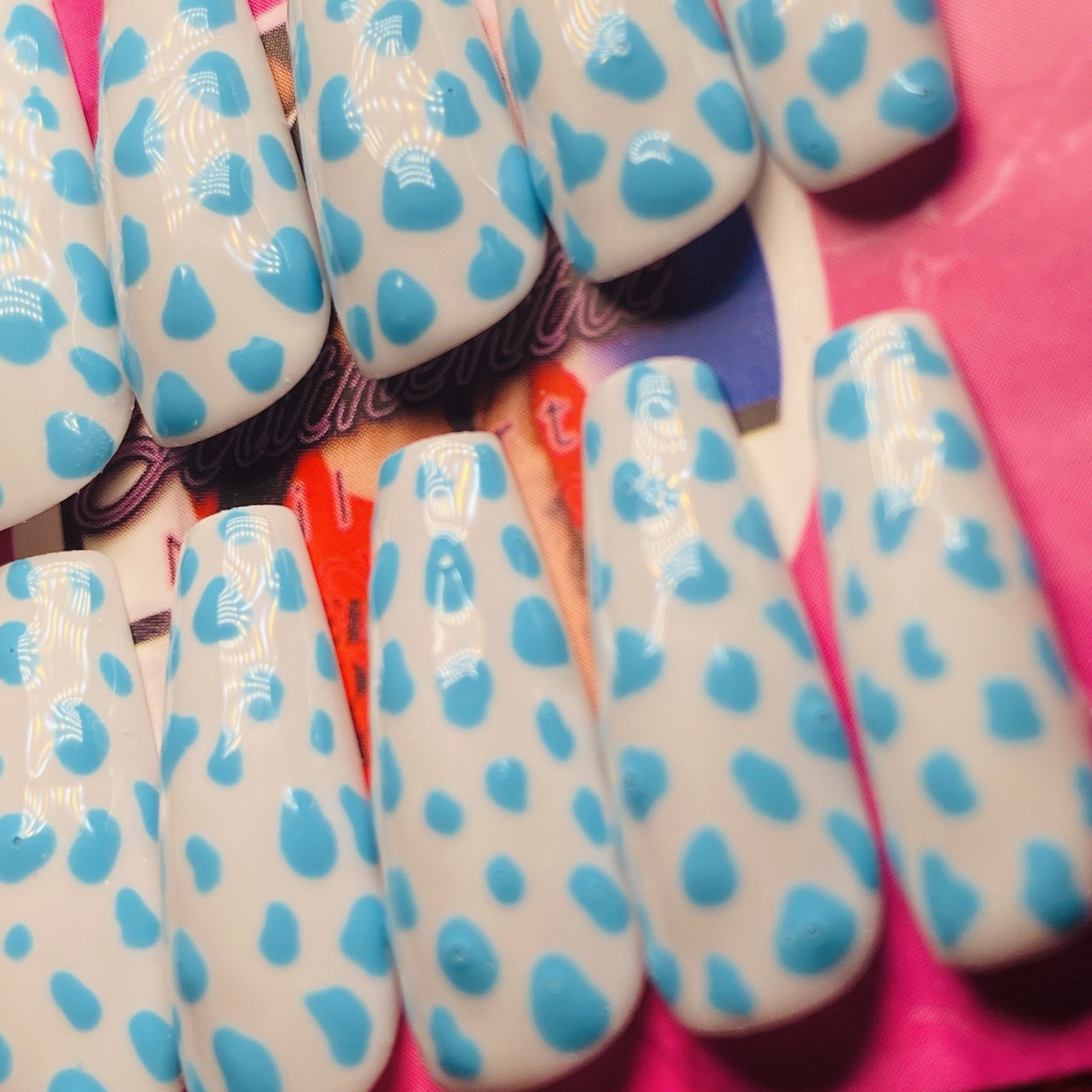 Coffin Press-On Nails Blue White by Authentic Nail Arts by Dia
