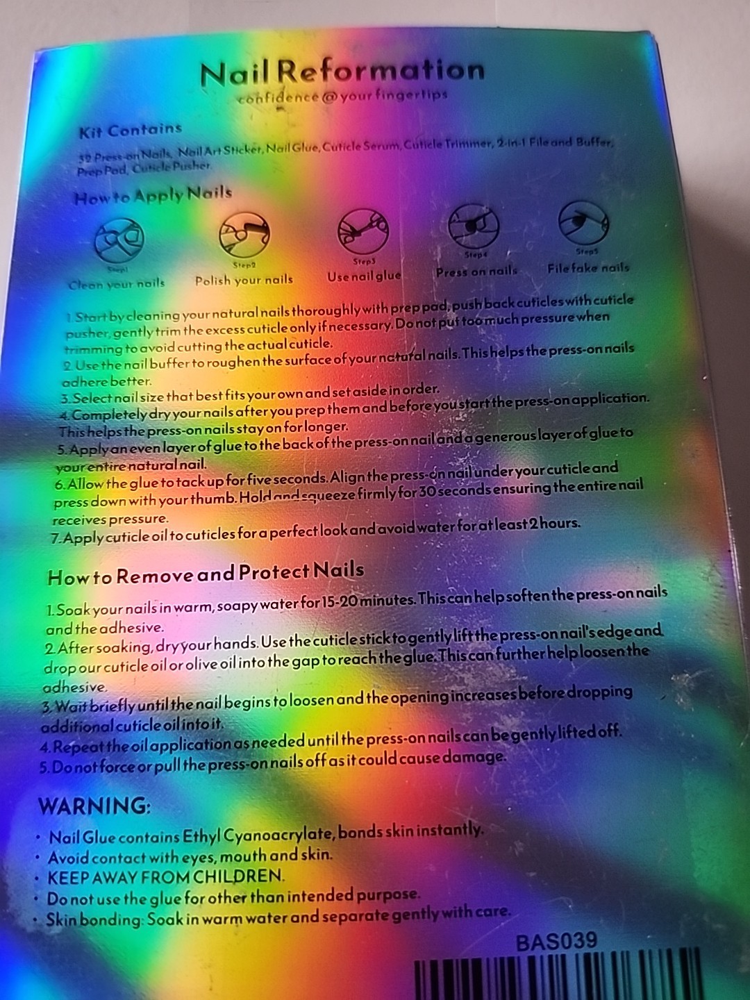 Nail Reformation 32 Press On Nails, Art Stickers, Glue, Cuticle Serum, File