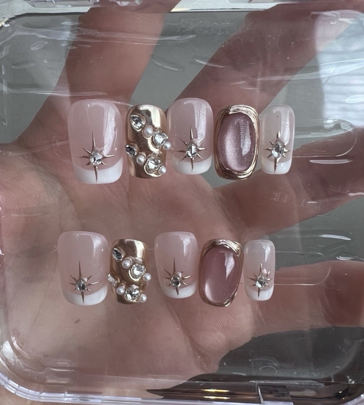 handmade women’s x-small sized reusable nails y2k coquette fairycore barbiecore