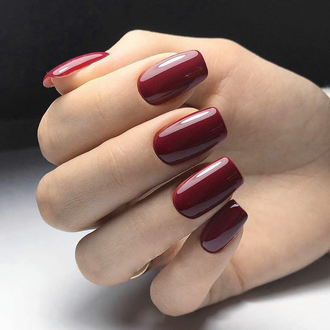 240pc Christmas Wine Red Press on Nails Medium Square Fake Nails Press ons Sq…