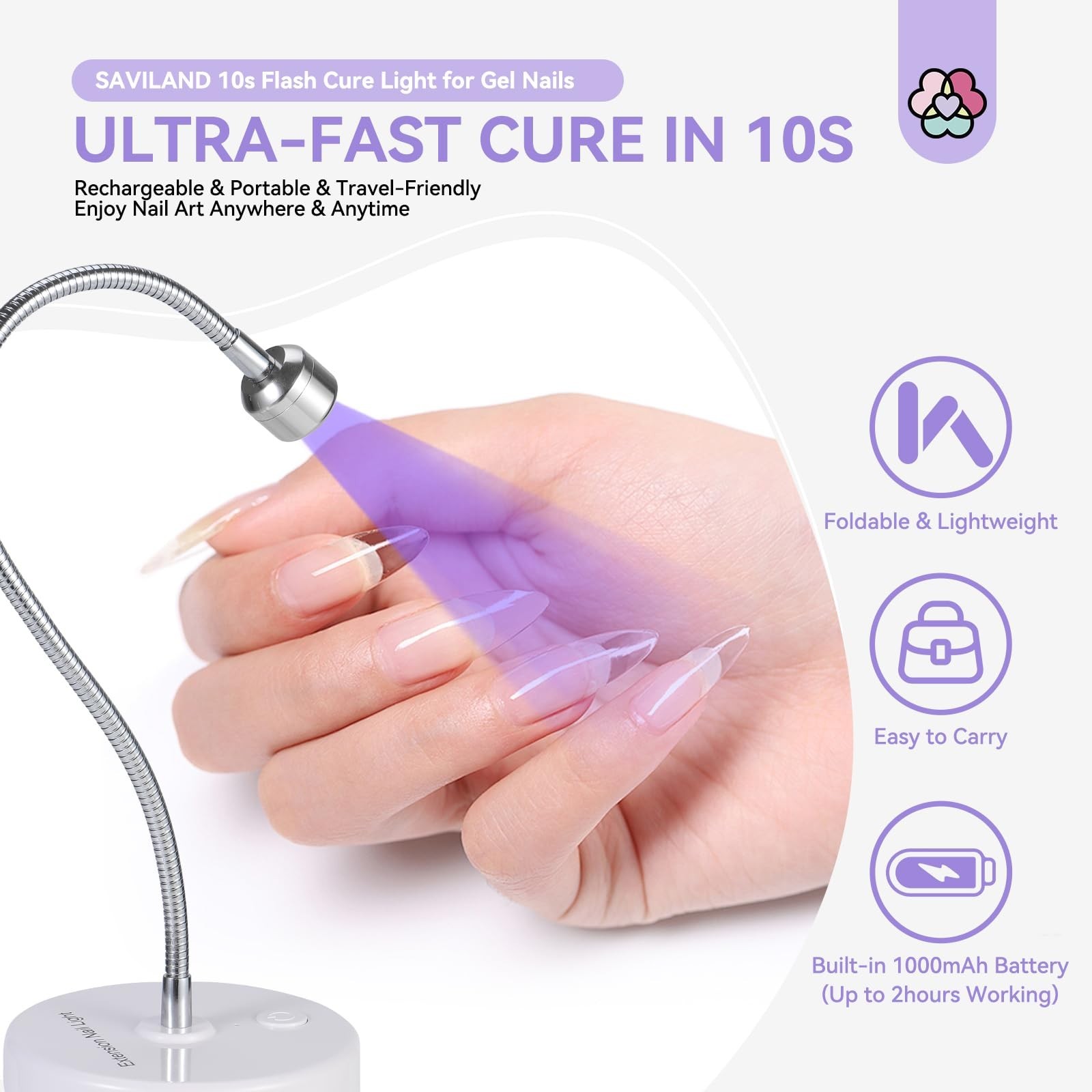 SAVILAND Gooseneck U V Lamp for Gel Nails:Touch Switch 12W U V Nail… Fast Ship