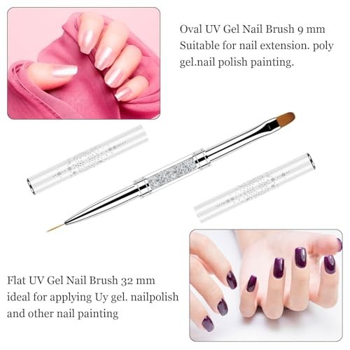 Double Ended Nail Builder Gel Brush 2 Pcs French Tip Brush Oval Gels for Nail