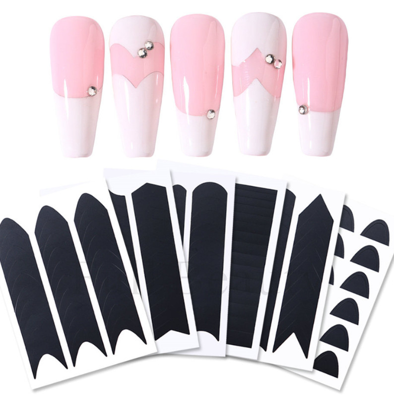 12Sheets French Tip Nail Guides Stencils Sticker French Manicure Template NH28