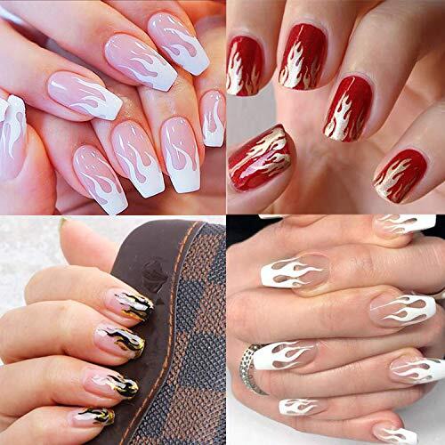 8 Sheets Flame Nail Art Stickers Decals 3D Self-Adhesive Nail Art Design Fire