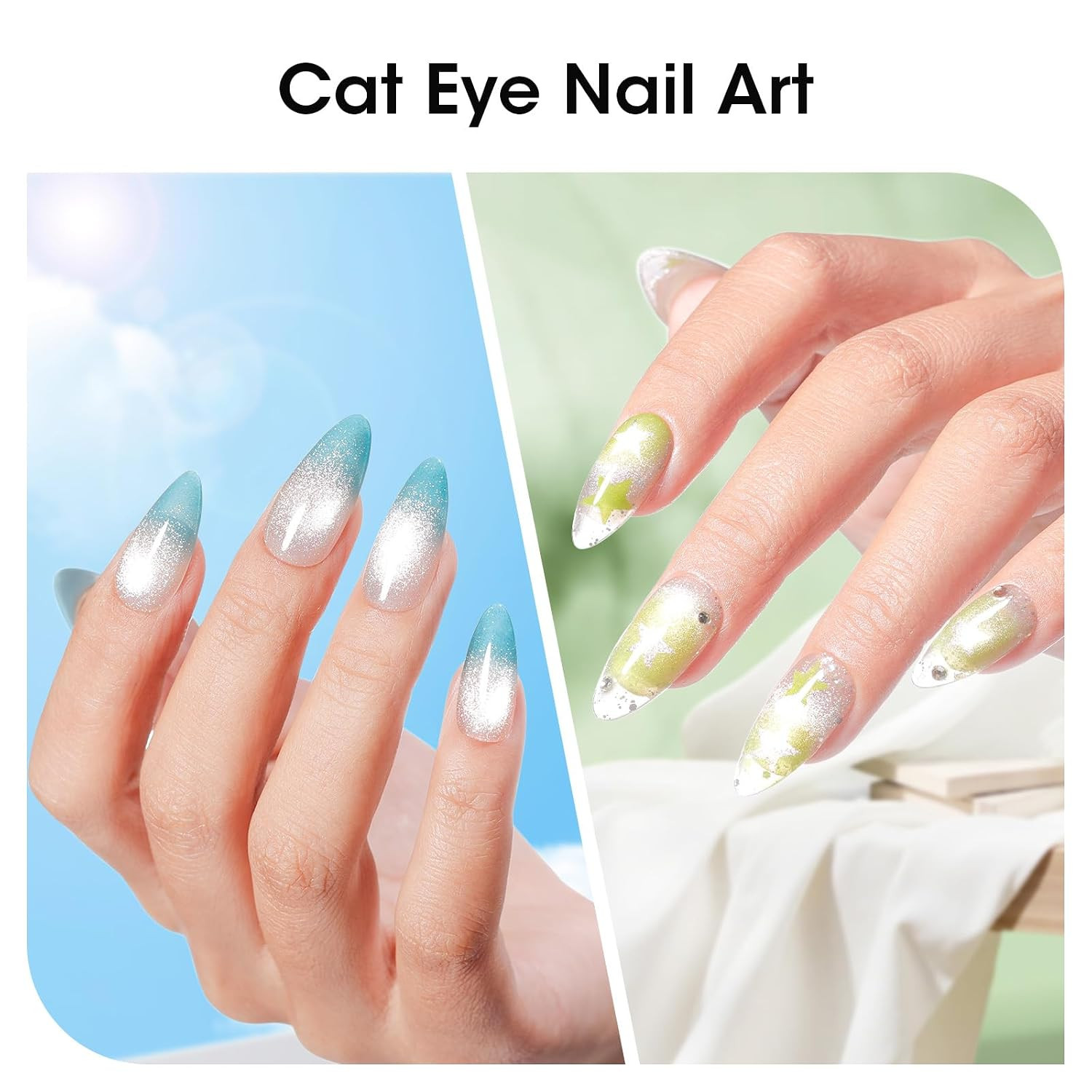 Green Double-Ended Cateye Magnet for Nails – Dual Cat Eye Nail Magnet Tool with
