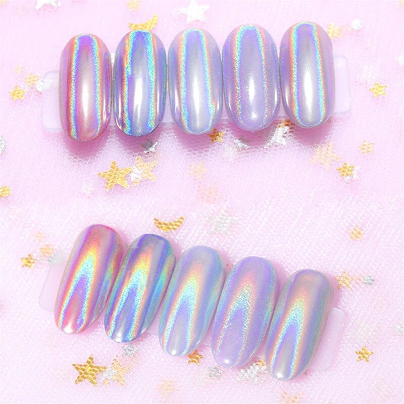Holographic Nail Chrome Rainbow Powder Unicorn Pot Shiny DIY Pigment Nails 15μm