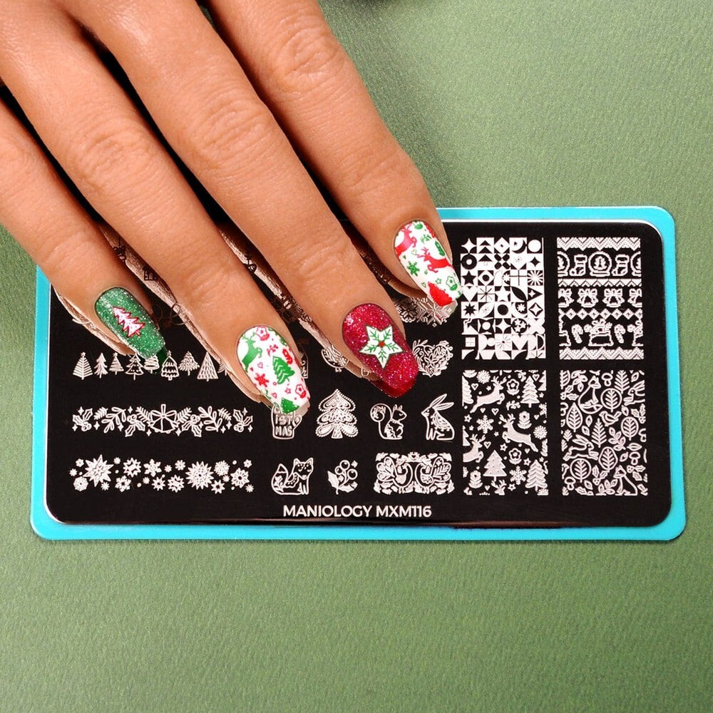 Maniology Exclusive Membership nail stamping plate MXM115 & 116 Christmas Hygge