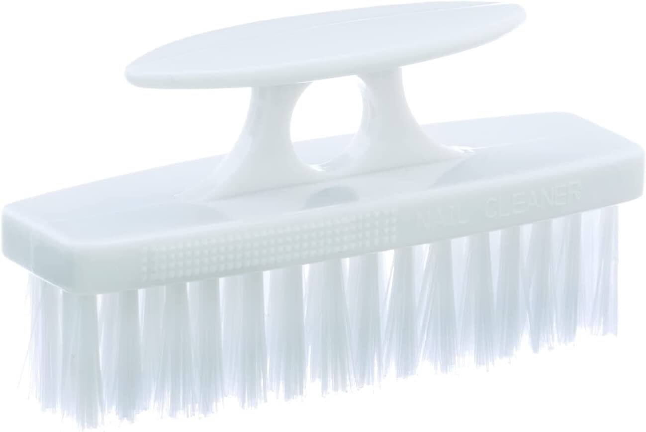 Superio Heavy Duty Durable White Nail Brush Cleaner with Handle Stiff Bristles