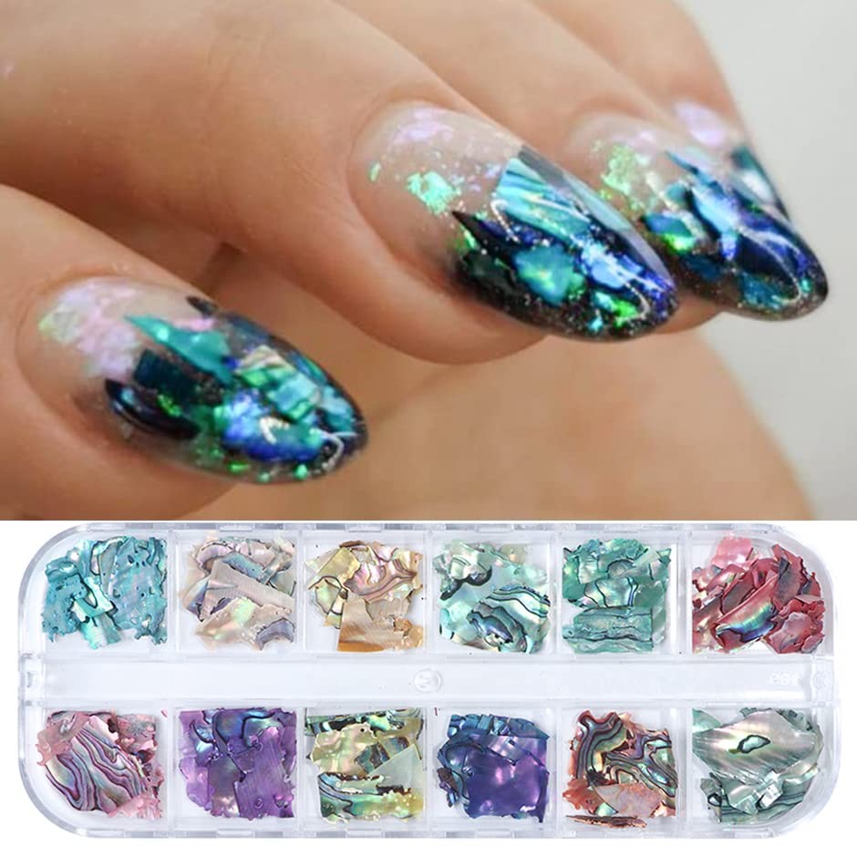 Abalone Shell Flakes for Nail Art – Colorful Seashell Sequins Glitter Irregular
