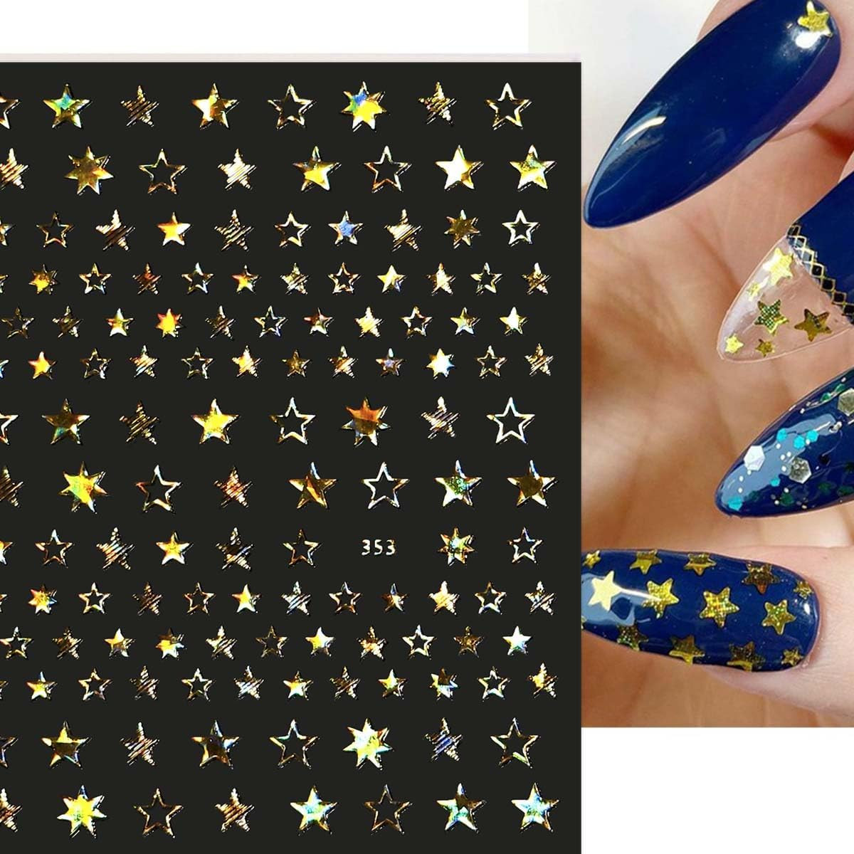 12 Sheets Star Nail Stickers,8 Colors Self-Adhesive 4Th of July Nails