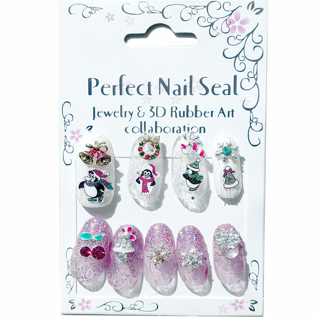 [DDP] 5Pcs Sparkly Colorful Stickers 3D Christmas Nail Snowflake Cartoon Slider