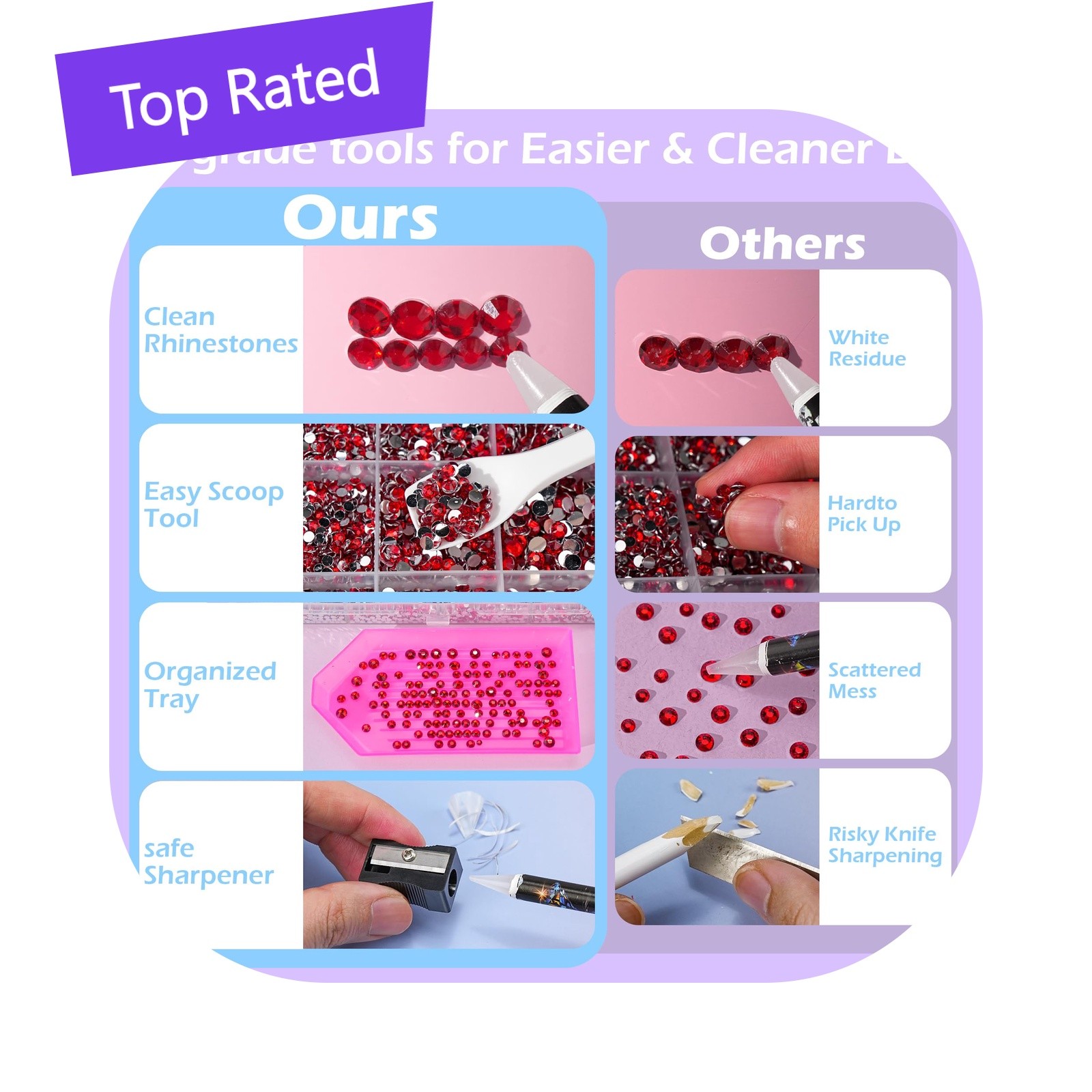LOTWOW 25000pc Rhinestones Red