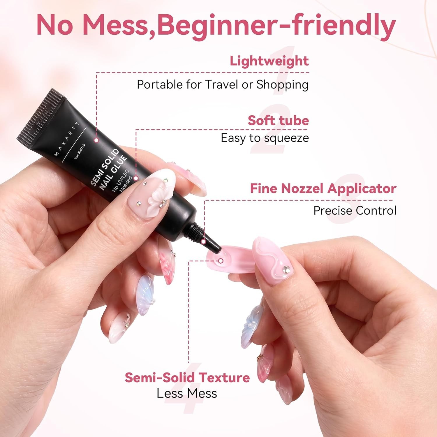 Makartt Press On Nail Glue: No UV Lamp Needed, 20s Air Dry Adjustable for Beginn
