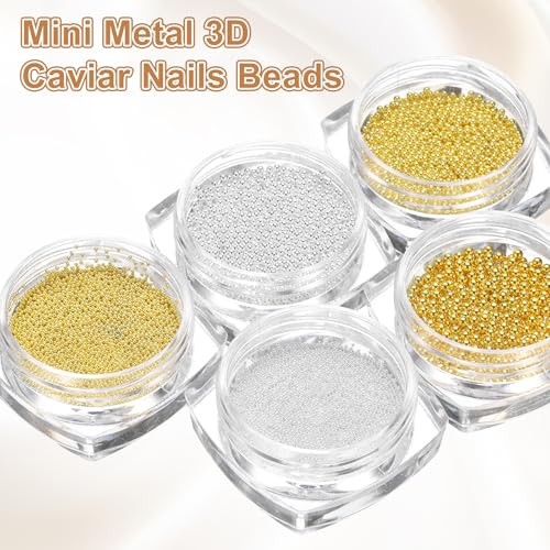 Nail Art Beads 0.06″ (1.5mm) Mini Metal 3D Caviar 1.5mm / 0.06″ Gold Tone