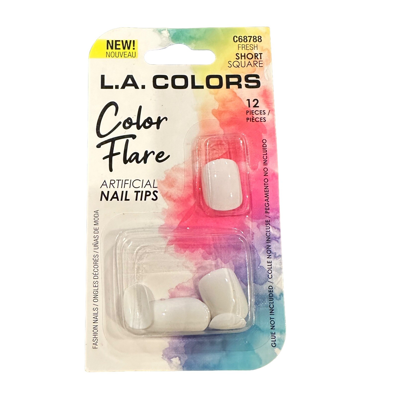 L.A. Colors Color Flare Artificial Nail Tips Short Square & NUCOLOR Nail Tabs