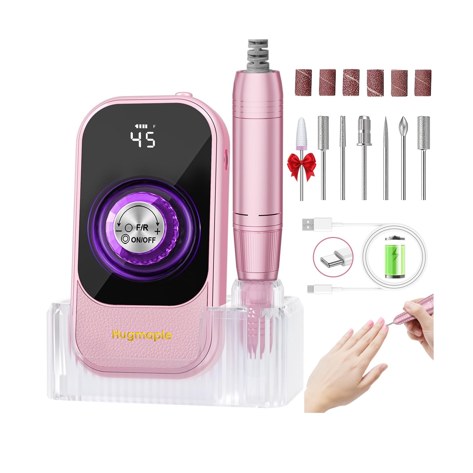 Professional Electric Nail Drill File, HUGMAPLE 45000RPM Portab… FAST USA SHIP